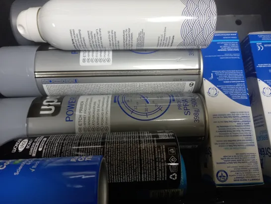 BOX OF APPROX 15 ASSORTED AEROSOLS TO INCLUDE EBIN ADHESIVE SPRAY, TOTEX HAIR SPRAY, LYNX DEODORANT, ETC 