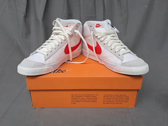 BOXED PAIR OF NIKE BLAZER MIS '77 PRO CLUB SHOES IN WHITE/RED UK SIZE 9.5