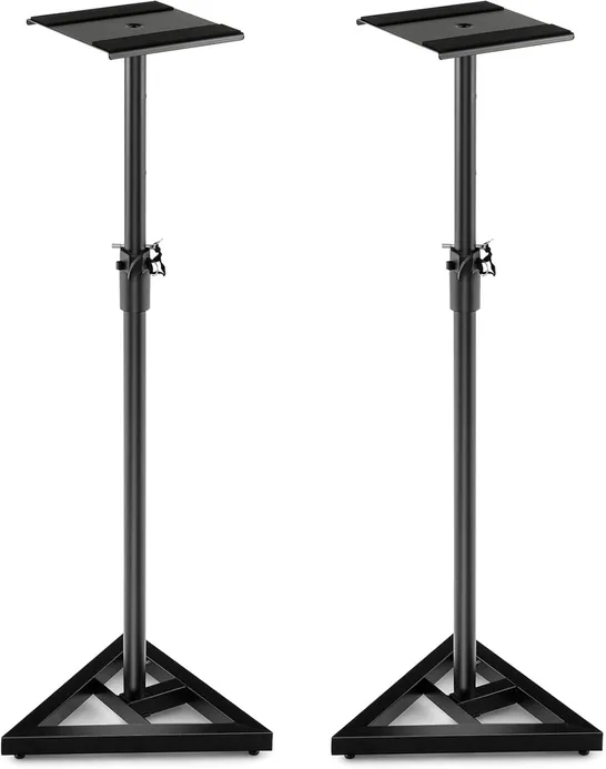 BOXED COSTWAY SET OF 2 STUDIO MONITOR STANDS ADJUSTABLE SPEAKER STANDS W/PLATE TOP & TRIANGULAR BASE - BLACK