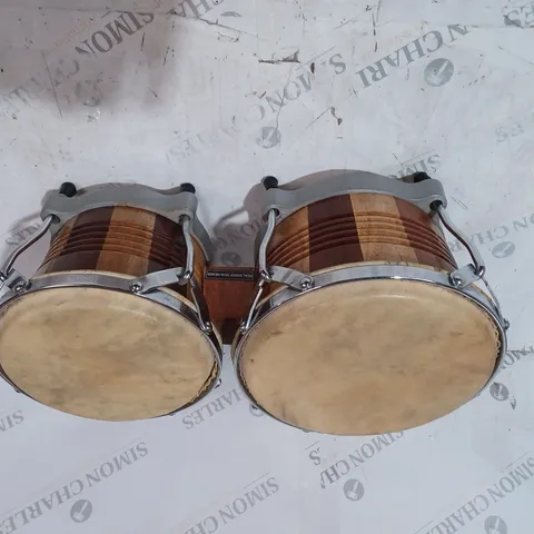 WOODEN BONGOS WITH REAL SHEEP SKIN HEADS 