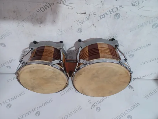 WOODEN BONGOS WITH REAL SHEEP SKIN HEADS 