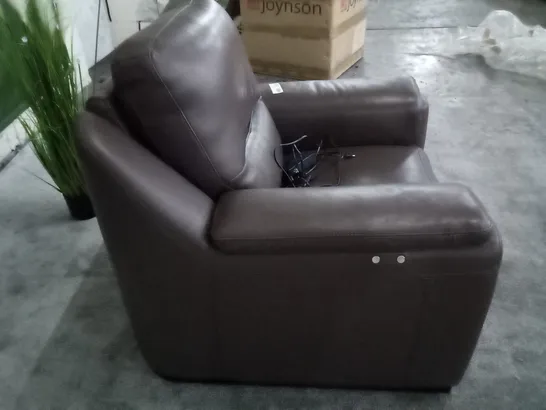 QUALITY ITALIAN DESIGNER AVOLA NEW ELECTRIC RECLINER CHAIR - CHOCOLATE LEATHER 