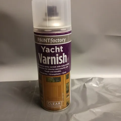 LOT OF 12 PAINT FACTORY YACHT VARNISH CLEAR GLOSS FINISH 400ML PER CAN