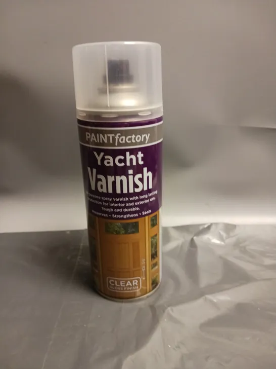 LOT OF 12 PAINT FACTORY YACHT VARNISH CLEAR GLOSS FINISH 400ML PER CAN