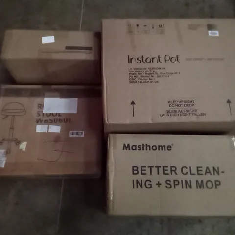 UNPROCESSED PALLET OF ASSORTED HOUSEHOLD GOODS TO INCLUDE CLEANING MOP, INSTANT POT, AND CURTAINS 