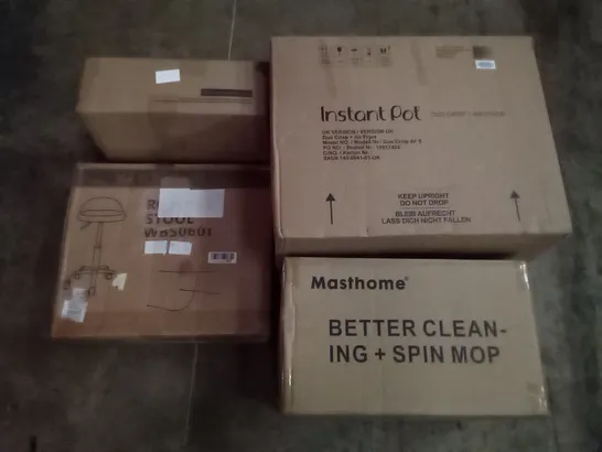 UNPROCESSED PALLET OF ASSORTED HOUSEHOLD GOODS TO INCLUDE CLEANING MOP, INSTANT POT, AND CURTAINS 