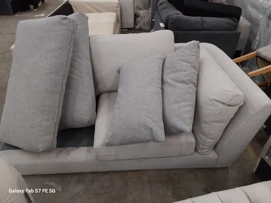 TWO SEATER SECTION GREY FABRIC & GREY FABRIC CUSHIONS NOT MATCHING 