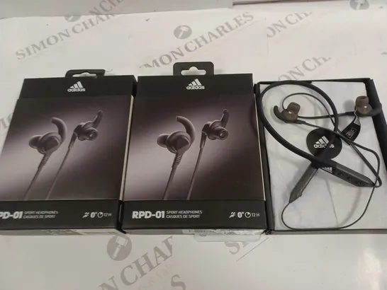 LOT OF 3 BOXED PAIRS OF ADIDAS RPD-01 SPORTS HEADPHONES