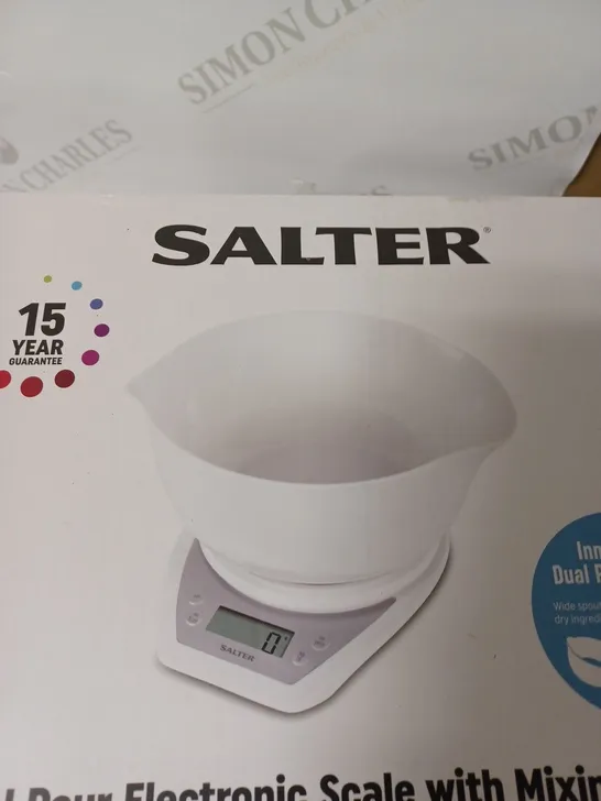 SALTER DUAL POUR ELECTRONIC SCALE WITH MIXING BOWL