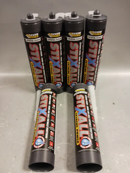 6 x SEALED EVER BUILD STIXALL ADHESIVE & SEALANT - 6 X 290ML - CRYSTAL CLEAR