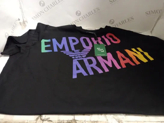 EMPORIO ARMANI BLACK T-SHIRT - SWIMWEAR SIZE XL  