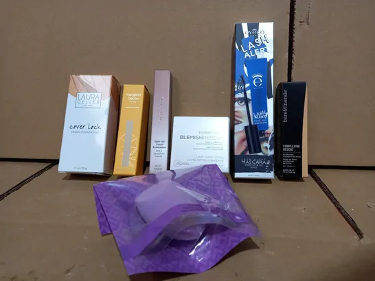 LOT OF APPROXIMATELY 20 MAKE-UP AND BEAUTY ITEMS TO INCLUDE EYEKO LASH ALERT MASCARA, LAURA GELLER COVER LOCK FOUNDATION, MARGARET DABBS NAIL SERUM ETC