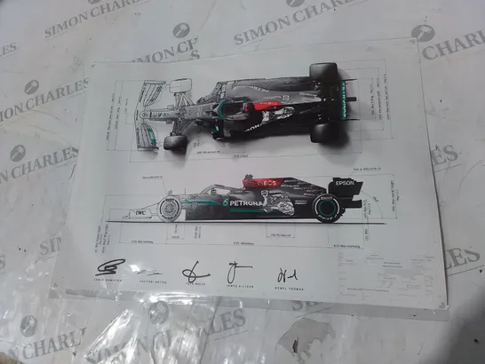 SIGNED MERCEDES F1 LIVERY SCHEMATIC 