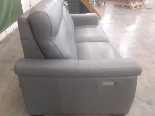 QUALITY ITALIAN DESIGNER ADRIANO ELECTRIC RECLINER 2 SEATER SOFA - DARK GREY LEATHER