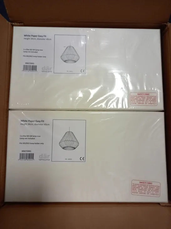 2 X BRAND NEW BOXED DAR LIGHTING WHITE PAPER EASY FIT SHADE 