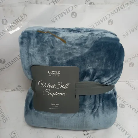 COZEE HOME VELVET SOFT SUPREME THROW DUSKY BLUE