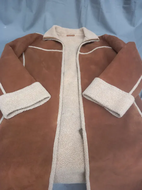 NEXT BROWN LONG JACKET - UK 10