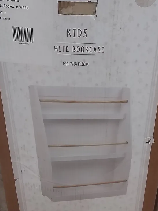 BOXED KIDS WHITE BOOKCASE - H81 X W58 X D18 CM 
