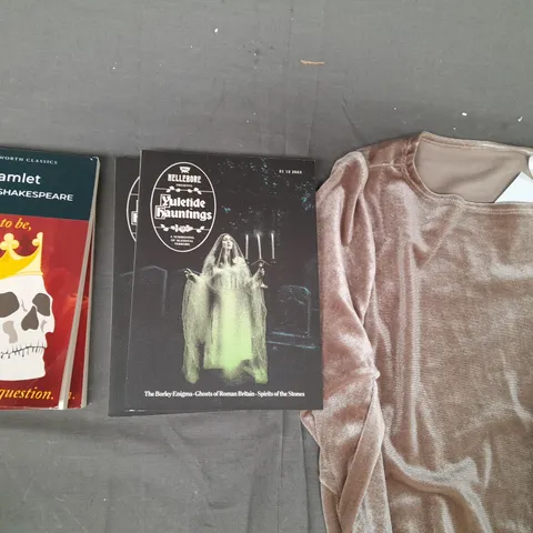 BOX OF APPROXIMATELY 20 ASSORTED HOUSEHOLD AND FASHION ITEMS TO INCLUDE HAMLET, YULETIDE HAUNTINGS, ETC