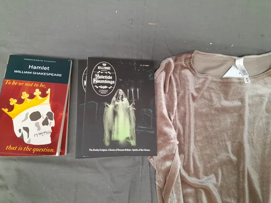 BOX OF APPROXIMATELY 20 ASSORTED HOUSEHOLD AND FASHION ITEMS TO INCLUDE HAMLET, YULETIDE HAUNTINGS, ETC