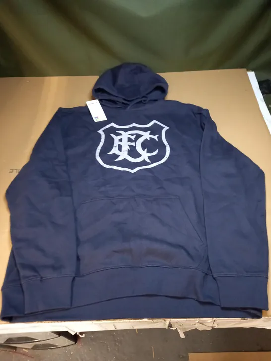 EVERTON FC DISTRESSED RETRO LOGO GRAPHIC MEN'S HOODIE - NAVY, 2XL