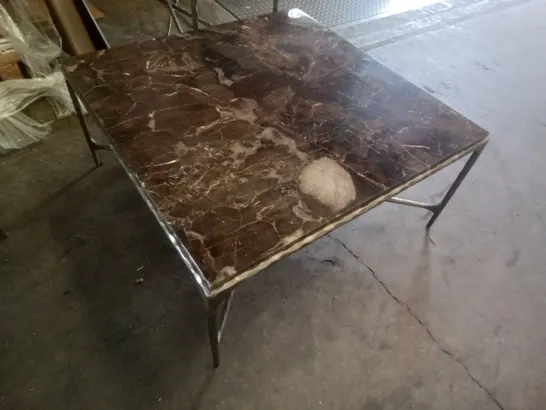 FELIX MARBLE COFFEE TABLE - ANTIQUE GUNMETAL 