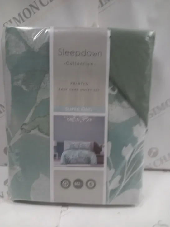 SLEEPDOWN BOTANICAL LEAVES SUPER KING DUVET SET 