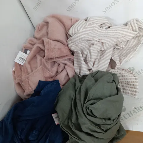 LARGE BOX OF ASSORTED CLOTHING ALL IN VARIOUS SIZES AND COLOURS 