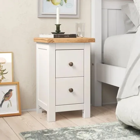 BOXED AUBUSSON 2 DRAWER BEDSIDE TABLE