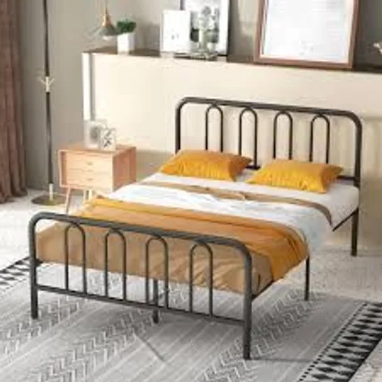 BOXED COSTWAY DOUBLE METAL BED FRAME WITH HEADBOARD AND FOOTBOARD - BLACK