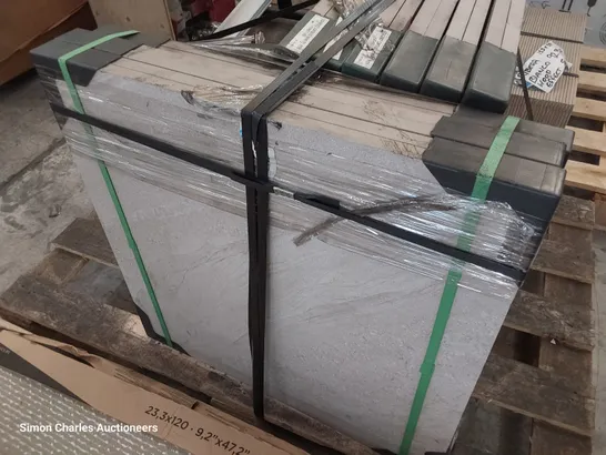 PALLET OF APPROXIMATELY 18 CROSSOVER WHITE TILES EACH 60 × 60 × 2cm TOTAL 6.5 sq m