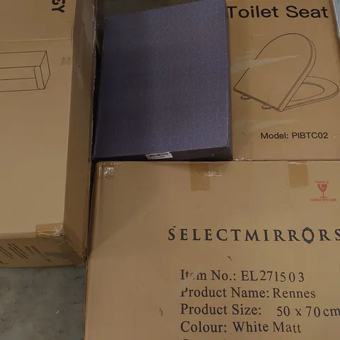 UNPROCESSED PALLET OF ASSORTED ITEMS TO INCLUDE BOXED RENNES MIRROR, COSICOSY ELECTRIC CLOTHES DRYER AND WINDOW BLIND 
