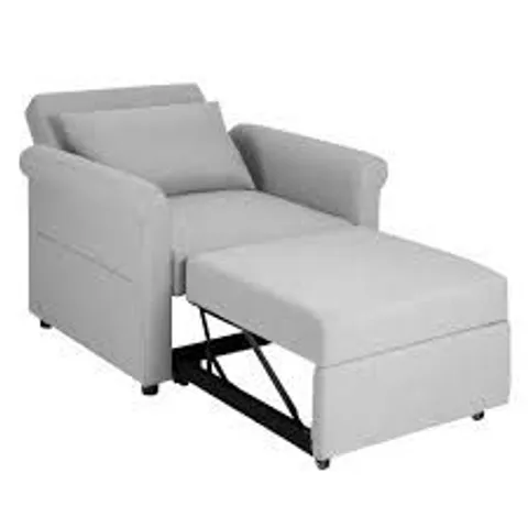 BOXED 3-IN-1 PULL-OUT CONVERTIBLE SLEEPER CHAIR SOFA BED ADJUSTABLE SINGLE ARMCHAIR WITH SIDE POCKETS