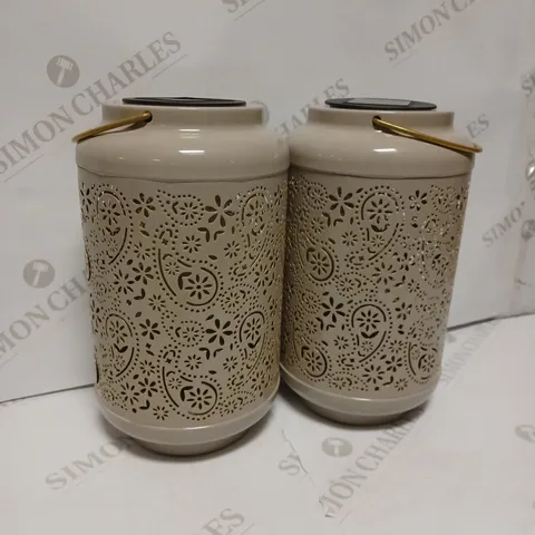 GARDEN REFLECTIONS SET OF 2 PATTERNED SOLAR LANTERNS, PAISLEY