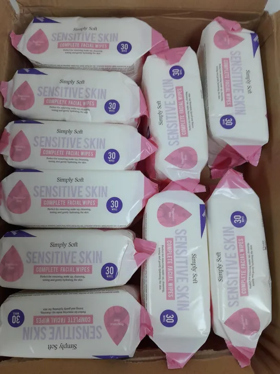 BOX OF 10 SIMPLY SOFT SENSITIVE SKIN FACIAL WIPES