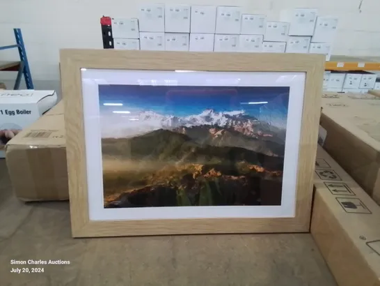 BOXED SUNLIGHT BATHING THE MOUNTAINS IN NEPAL - PICTURE FRAME PAINTING PRINT -