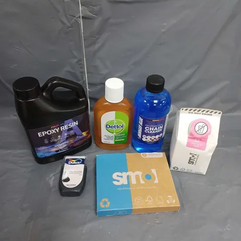 APPROXIMATELY 18 HOUSEHOLD CLEANING PRODUCTS TO INCLUDE LAUNDRY CAPSULES, EPOXY RESIN, AND ANTISEPTIC LIQUID