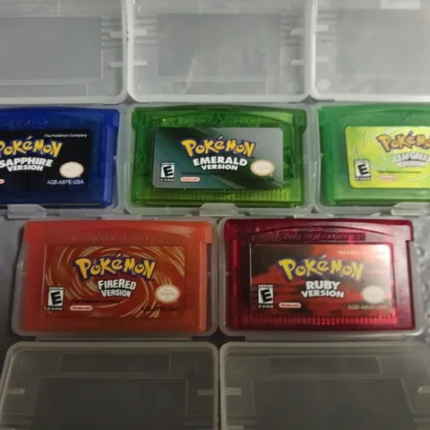 LOT OF 5 ASSORTED GAME BOY ADVANCE POKEMON GAMES INCLUDES RUBY, FIRE, SAPPHIRE, EMERALD AND LEAF