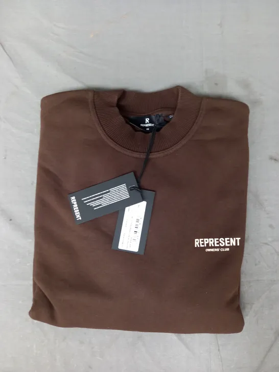 REPRESENT OWNERS CLUB SWEATER IN BROWN SIZE XS