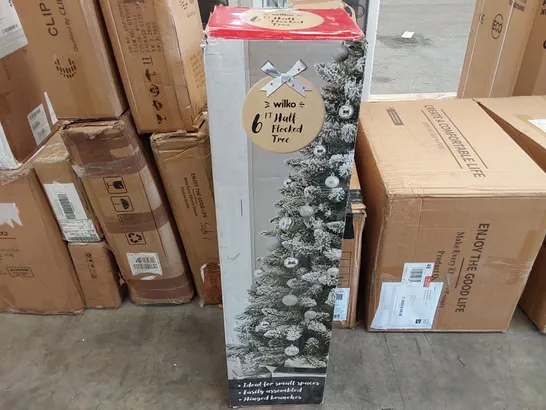 BOXED 6FT TALL HALF FLOCKED ARTIFICIAL CHRISTMAS TREE (1 BOX)