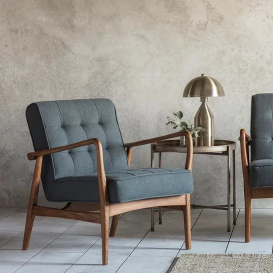 BOXED CASTLEWOOD ARMCHAIR UPHOLSTERED IN DARK GREY