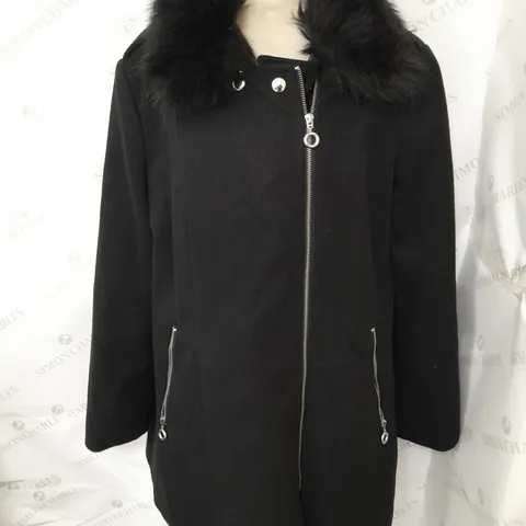 ROMAN ZIP FRONT JACKET WITH FAUX FUR COLLAR - 18