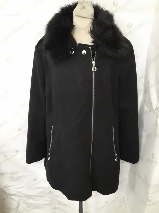 ROMAN ZIP FRONT JACKET WITH FAUX FUR COLLAR - 18