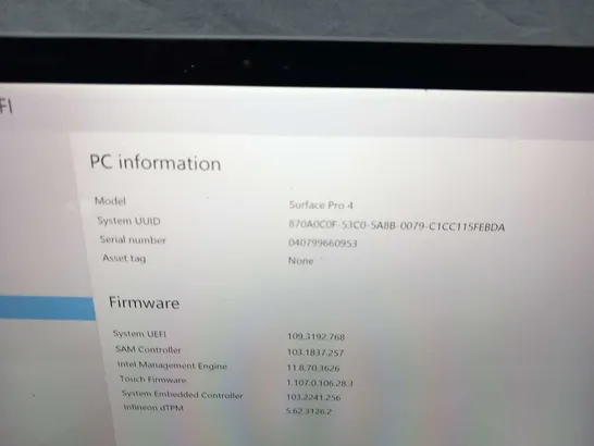 MICROSOFT SURFACE PRO 4 128GB