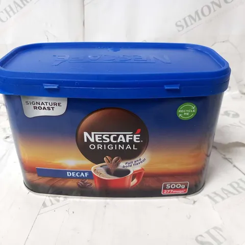 THREE TUBS OF NESCAFE ORIGINAL SIGNATURE ROAST DECAF 500G 