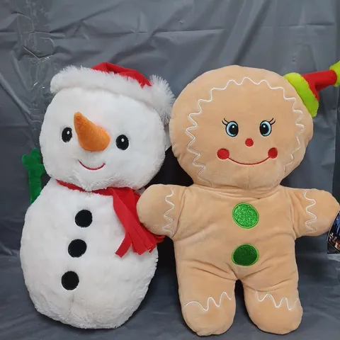 LOT OF 2 TEDDY CITY FESTIVE SNOWMAN AND GINGERBREAD MAN PLUSH SOFT TOYS