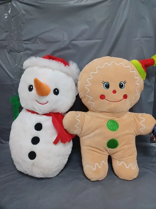 LOT OF 2 TEDDY CITY FESTIVE SNOWMAN AND GINGERBREAD MAN PLUSH SOFT TOYS