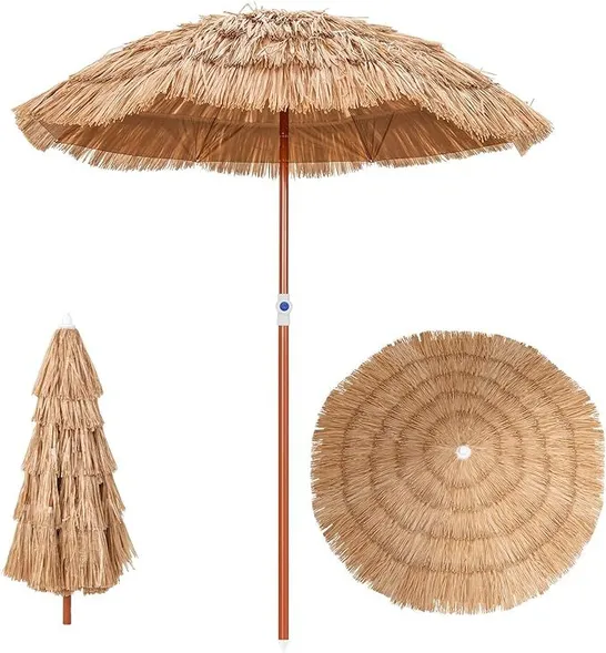 BOXED 3m HULA THATCHED PATIO TIKI UMBRELLA FOR BEACH BACKYARD POOLSIDE