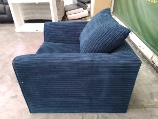 QUALITY DESIGNER ARMCHAIR - DARK BLUE CORDUROY FABRIC