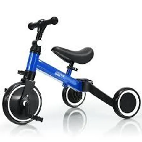 BOXED CONVERTIBLE BALANCE BIKE KIDS TRIKE WITH DETACHABLE PEDAL FOR 1-4 YEARS OLD KIDS - BLUE